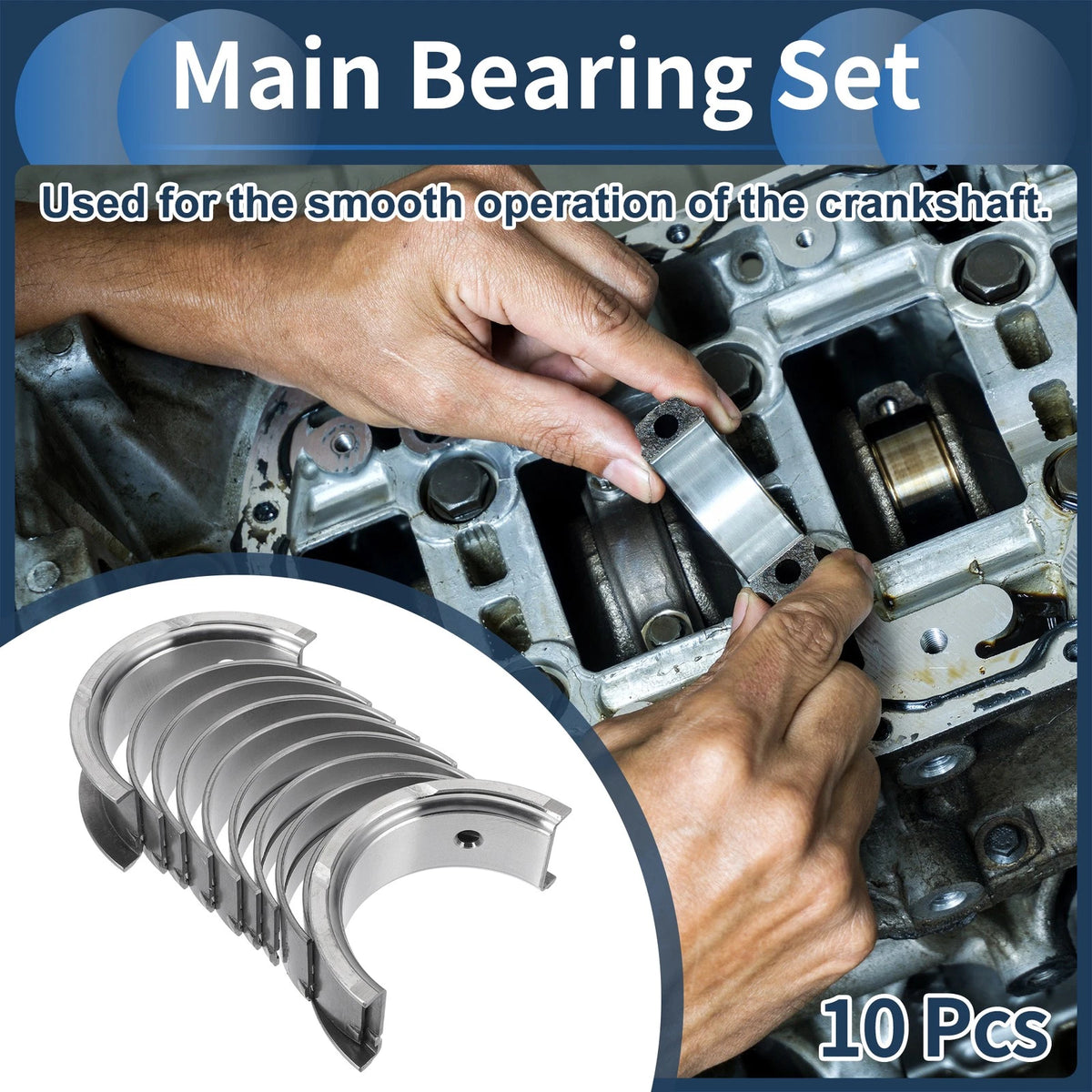 10 x Main Bearing Set for Mitsubishi L200 (1986-1995)