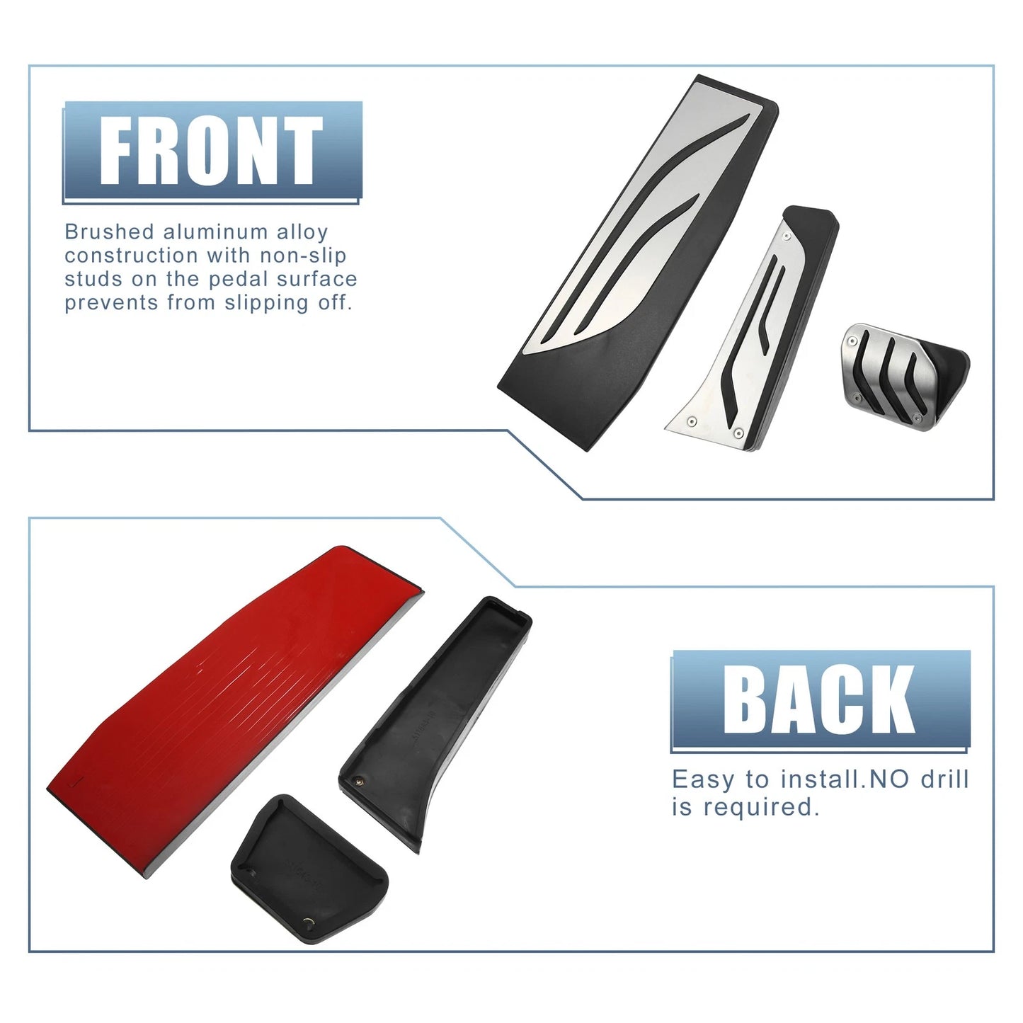3 Pcs Accelerator & Brake Pedal Covers for BMW 1 2 3 4 Series (2012-2020)
