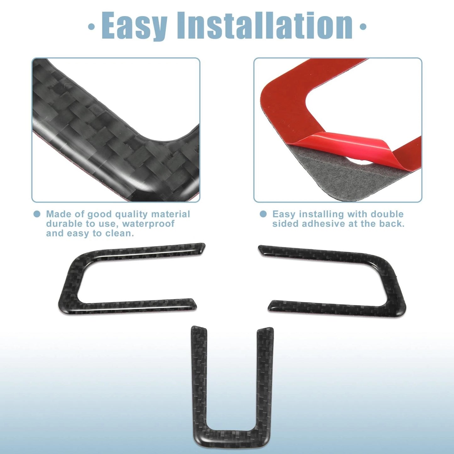 3 x Carbon Fiber Steering Wheel Sticker Trim for Ford Mustang (2015-2020)