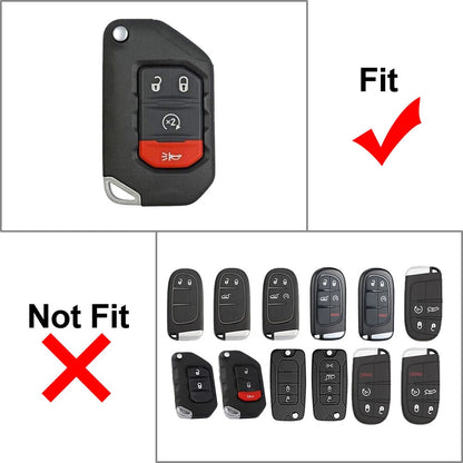Silver 4-Button Remote Key Fob Cover for Jeep Wrangler (2018-2024)