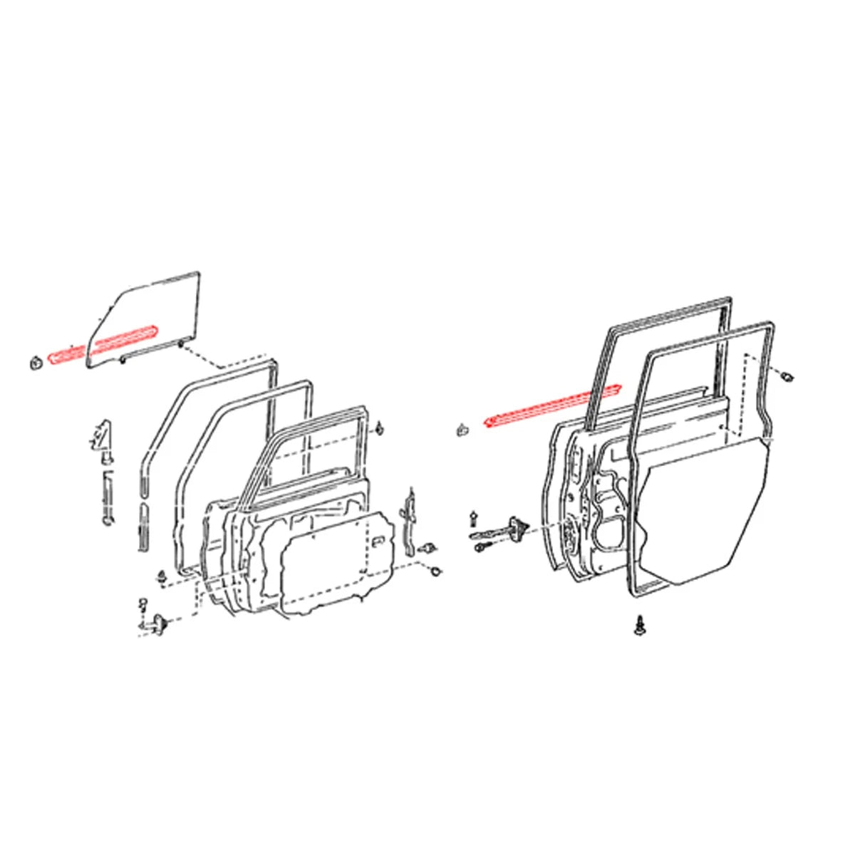 Door Glass Weatherstrip for Toyota Land Cruiser GRJ76 HZJ79 VDJ76 2007-2021