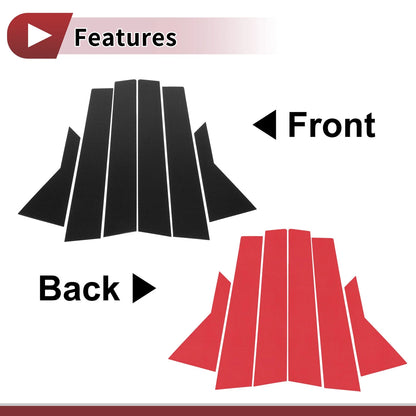 6 Pcs Door Pillar Window Trim for KIA Rio (2012-2015) Black Carbon Fiber