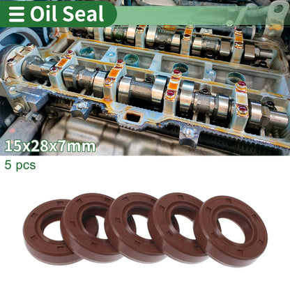 Oil Seal 15x28x7mm Brown 5 Pcs