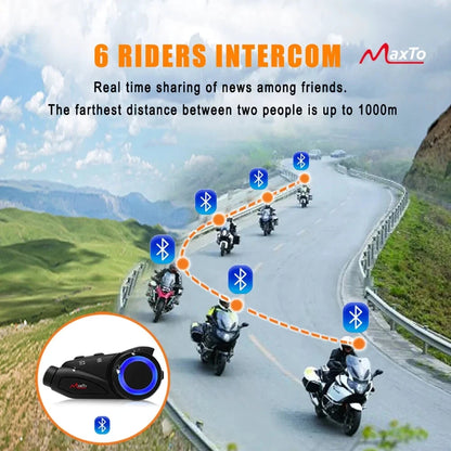 Maxto M3S Motorcycle Helmet Headset Intercom with 2K Video Recorder