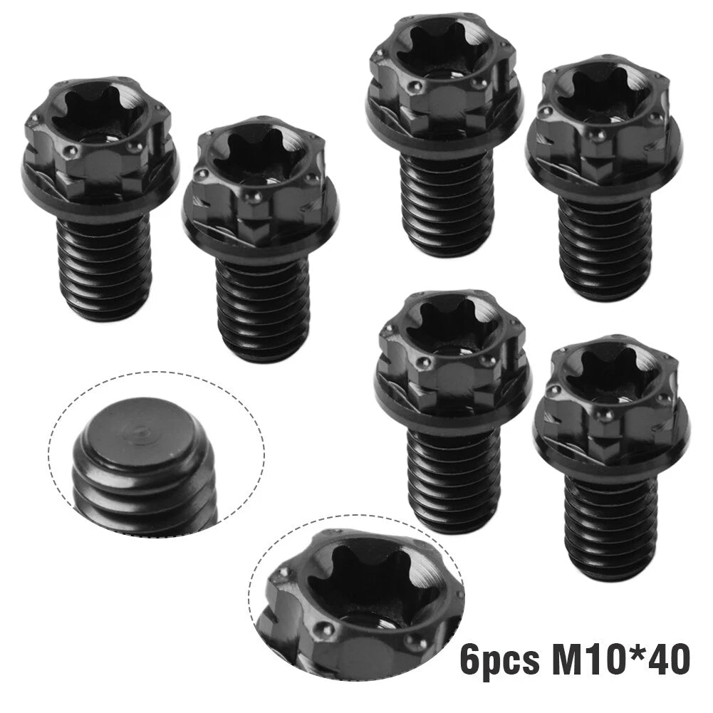 6pcs M10x40mm Titanium Torx Head Flange Screws for Motorcycle Bike