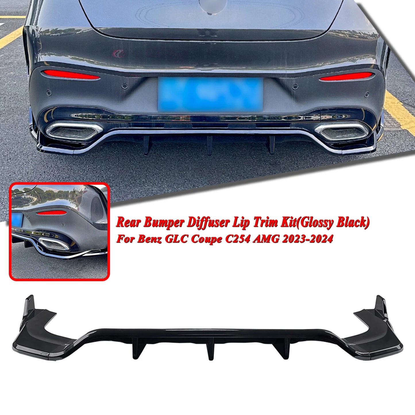 Rear Bumper Diffuser Lip for Benz GLC Class C254 AMG (2023-2024)