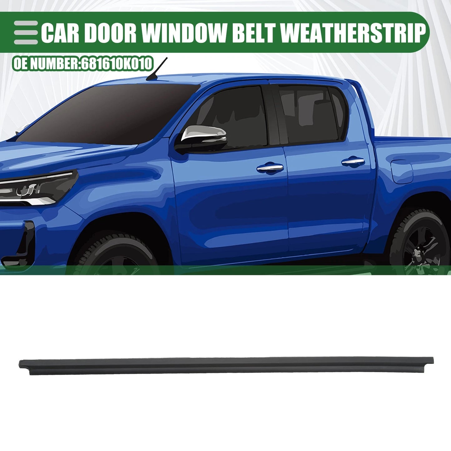 Front Left Door Window Belt Weatherstrip for Toyota Hilux (2005-2014) Black