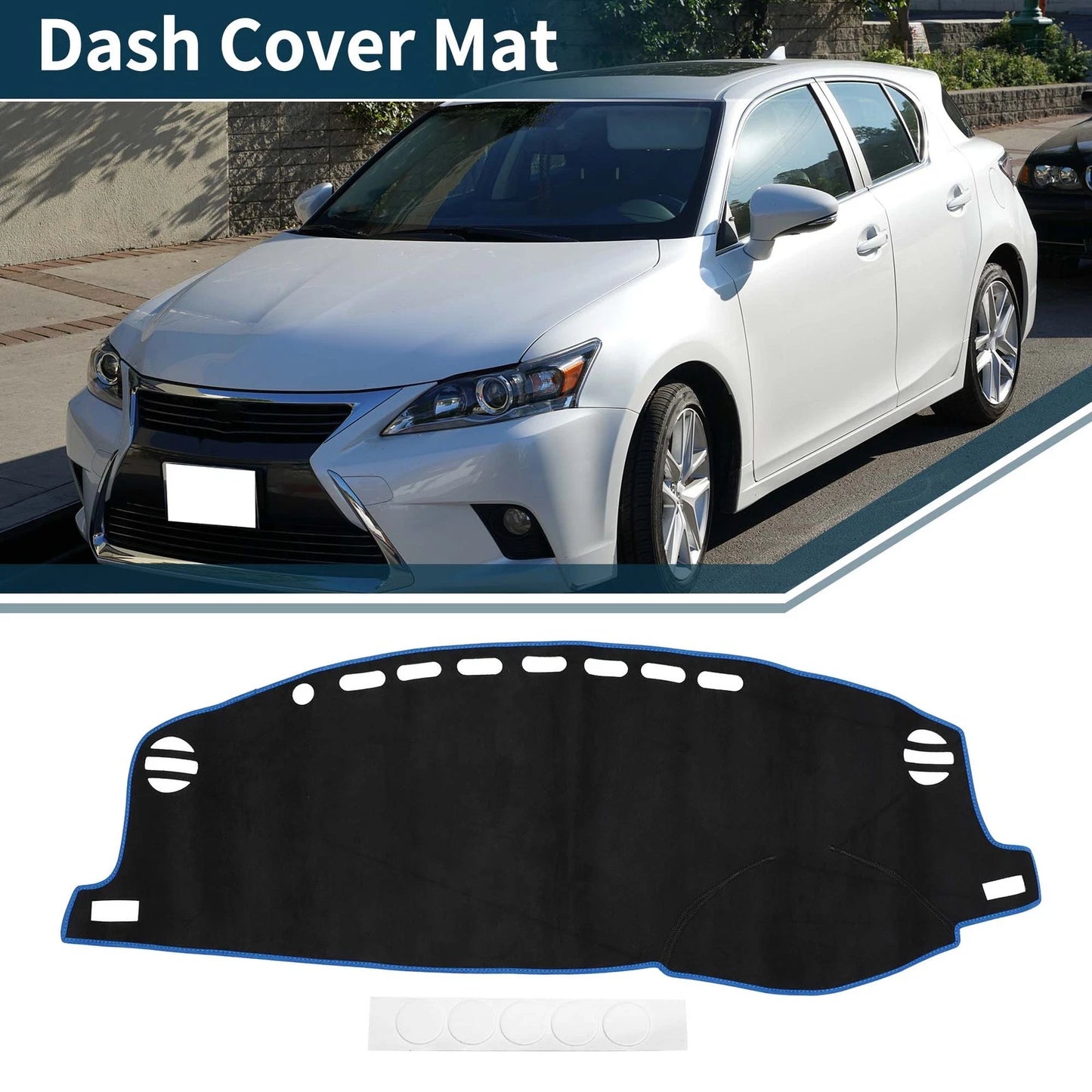 Dashboard Cover Mat for Lexus CT 200H (2011-2019) Sun Protector Black Blue