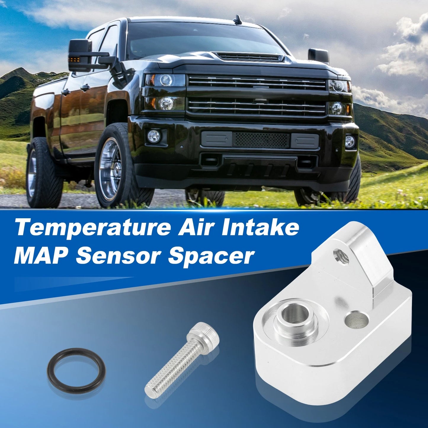 Sensor Spacer Kit for GMC Sierra 6.6L Diesel Silver Tone
