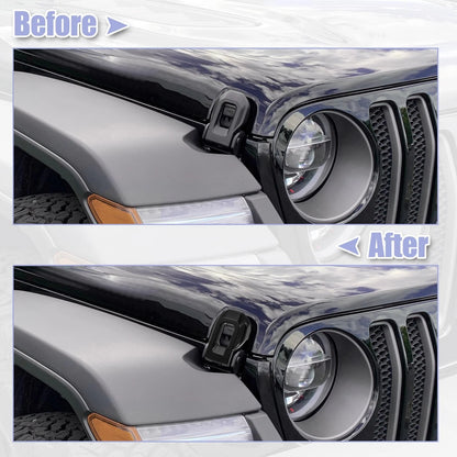 2 x Black Hood Latch Lock Catch Covers for Jeep Wrangler JL JLU (2018-2021)