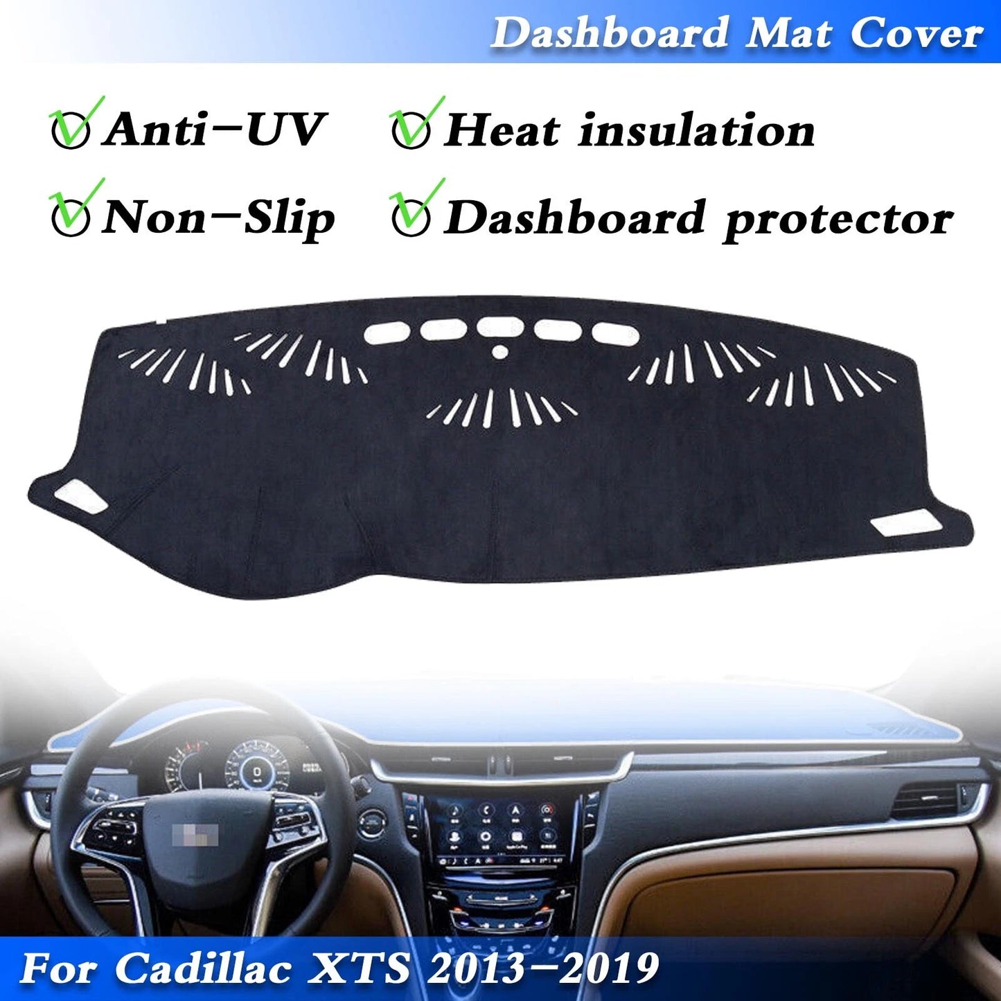 Dash Mat for CADILLAC XTS Black Carpet Dashboard (2013-2019)