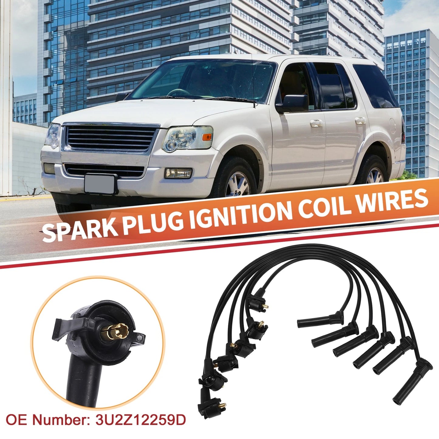 6 Pcs Spark Plug Wire Ignition Coil Cables for Ford Explorer (2004-2010)