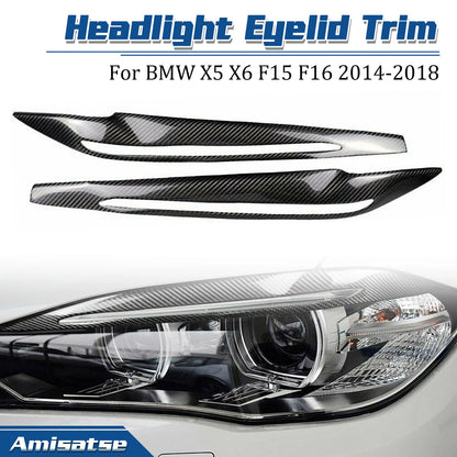 Black Headlight Eyelid Covers for BMW X5M X6M F15 F16 F85 F86 (2014-2018)