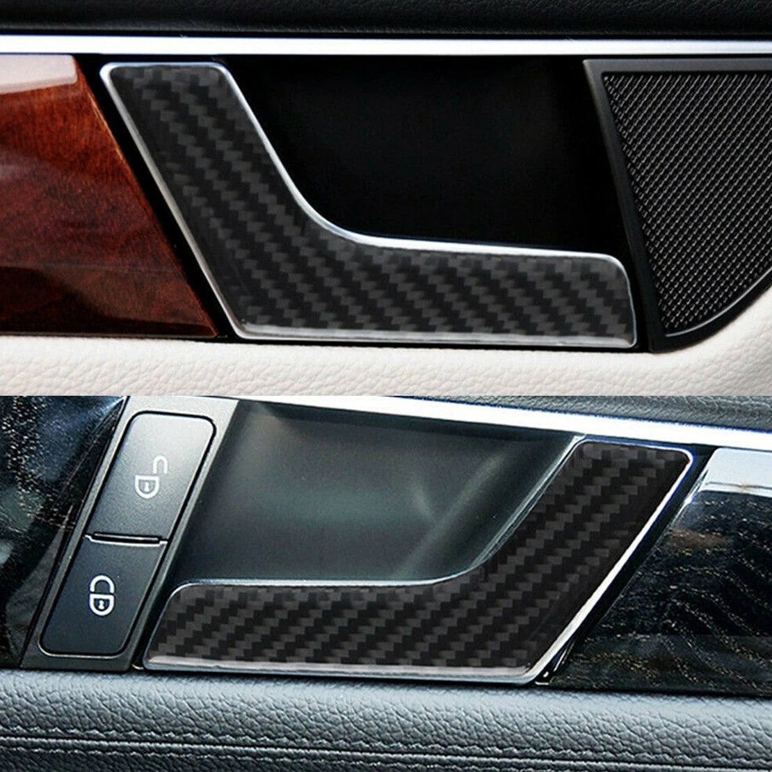 4 x Carbon Fiber Door Handle Cover Stickers for Mercedes-Benz C-Class (2007-2014)