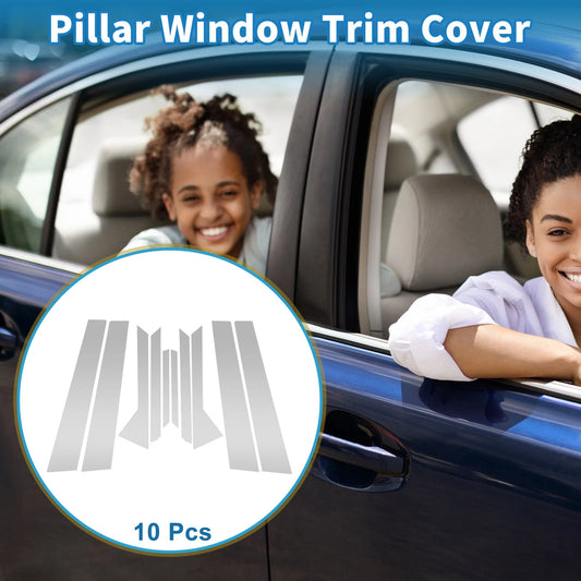10pcs Door Pillar Window Trim for Ford Fiesta (2011-2015) Silver Tone