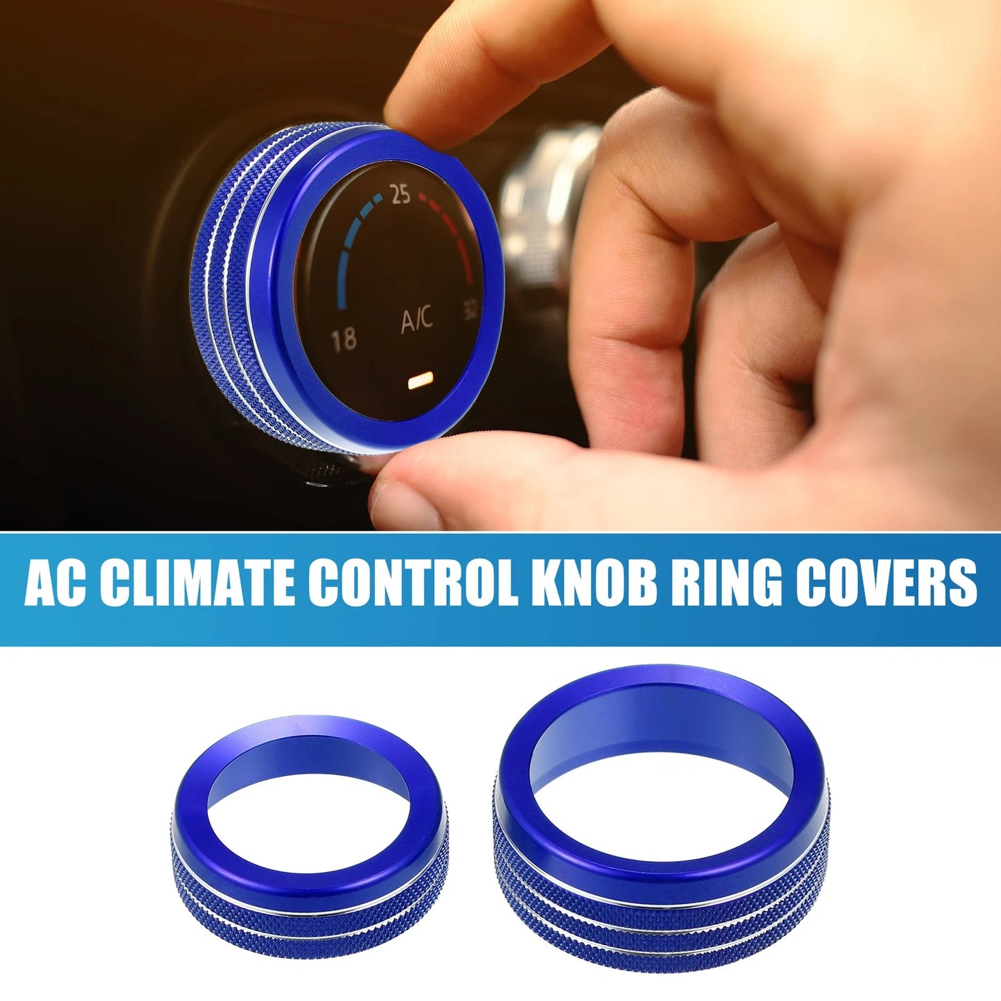AC Radio Switch Knob Cover Decals 3 x for Dodge Durango (2014 - 2020) Blue