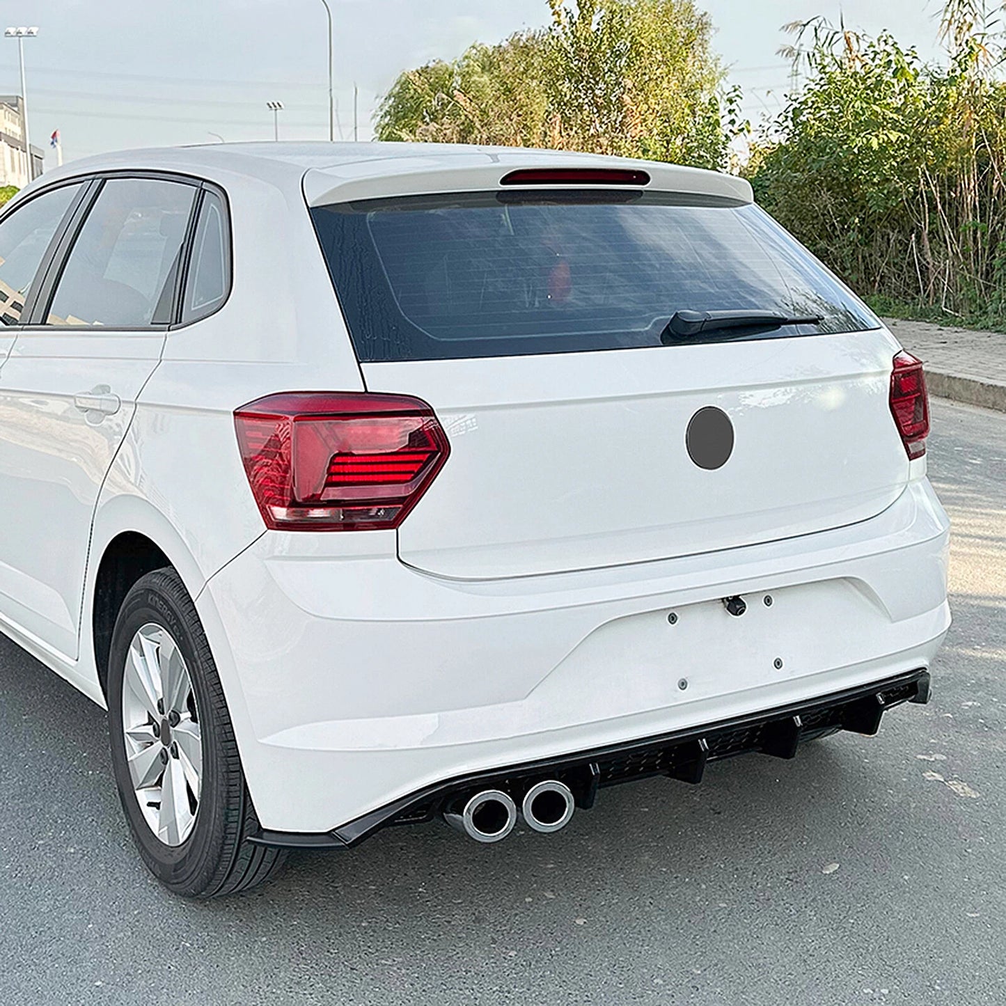Gloss Black Rear Bumper Diffuser with Tips for VW Polo MK6 (2019-2024)