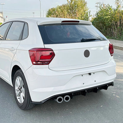 Gloss Black Rear Bumper Diffuser with Tips for VW Polo MK6 (2019-2024)