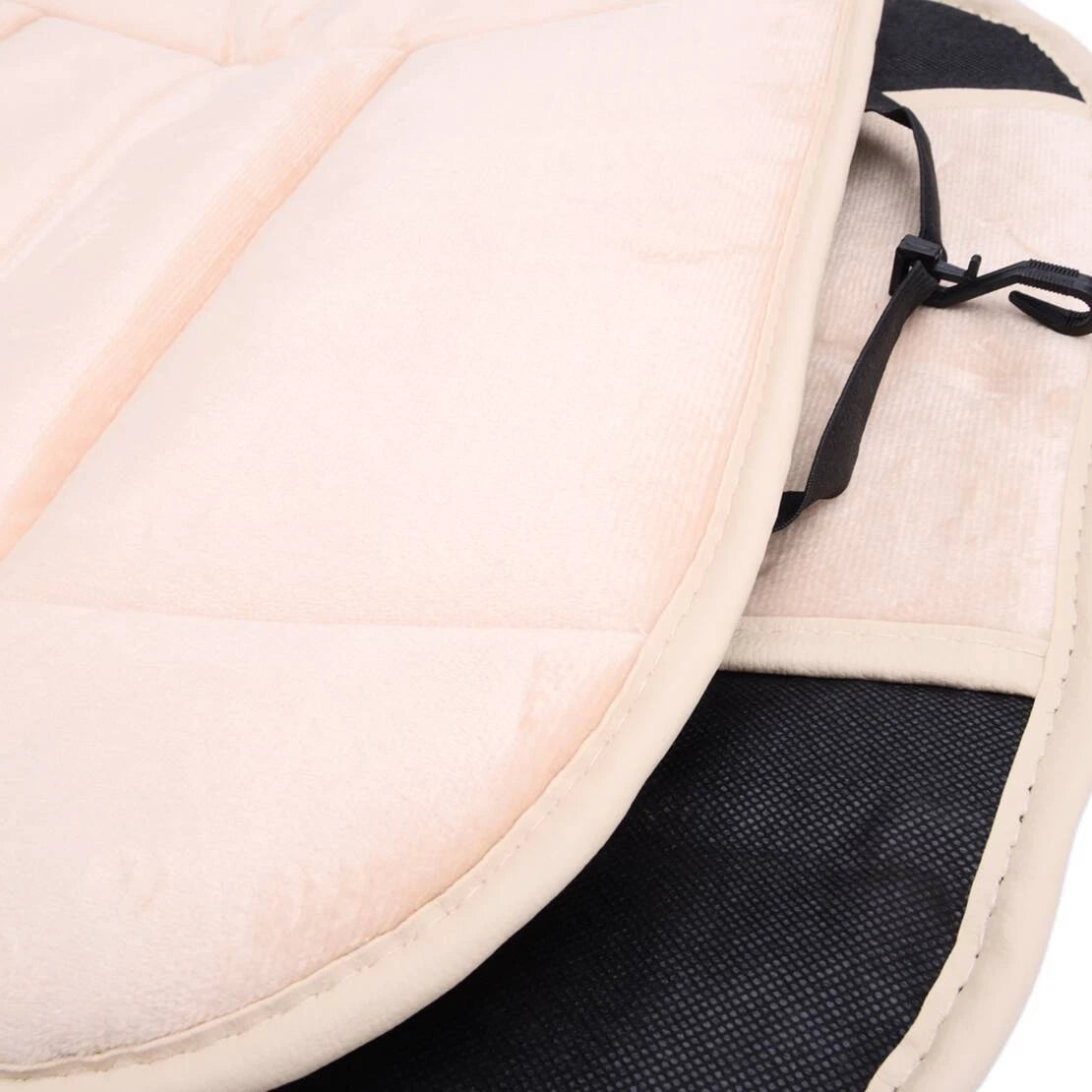 Beige Plush Front Car Seat Cover Mat Pad Protector for Universal Fit