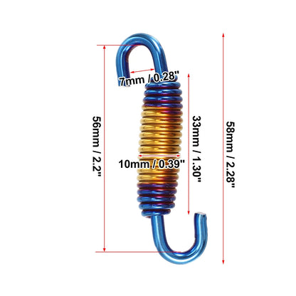 2 x Exhaust Pipe Spring 58mm 2.28" Stainless Gold Tone for Motorcycle