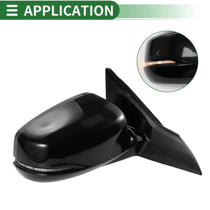 Right Side Door Mirror for Honda Accord 2013-2017 Manual Folding Gloss Black
