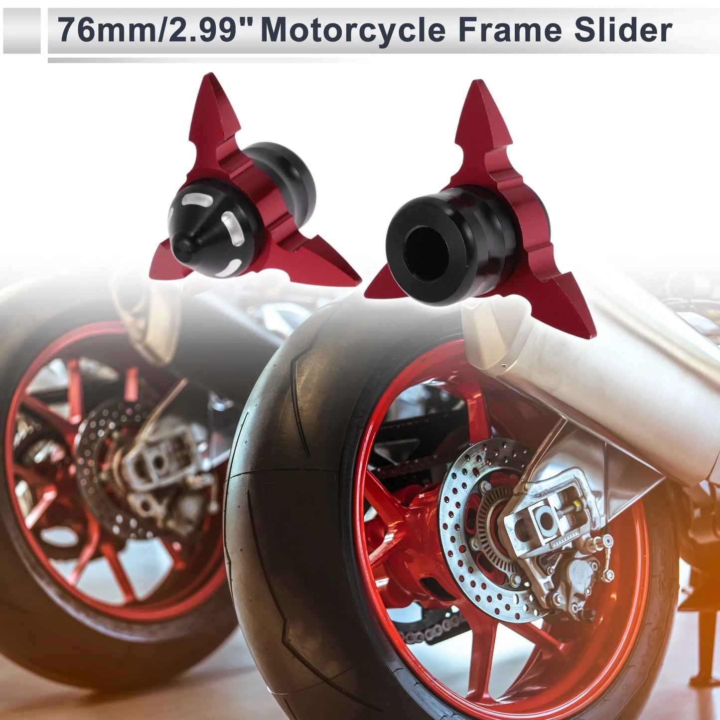 2 x 0.59" Aluminum Alloy Plastic Motorcycle Slider Frame Red for Motorcycle