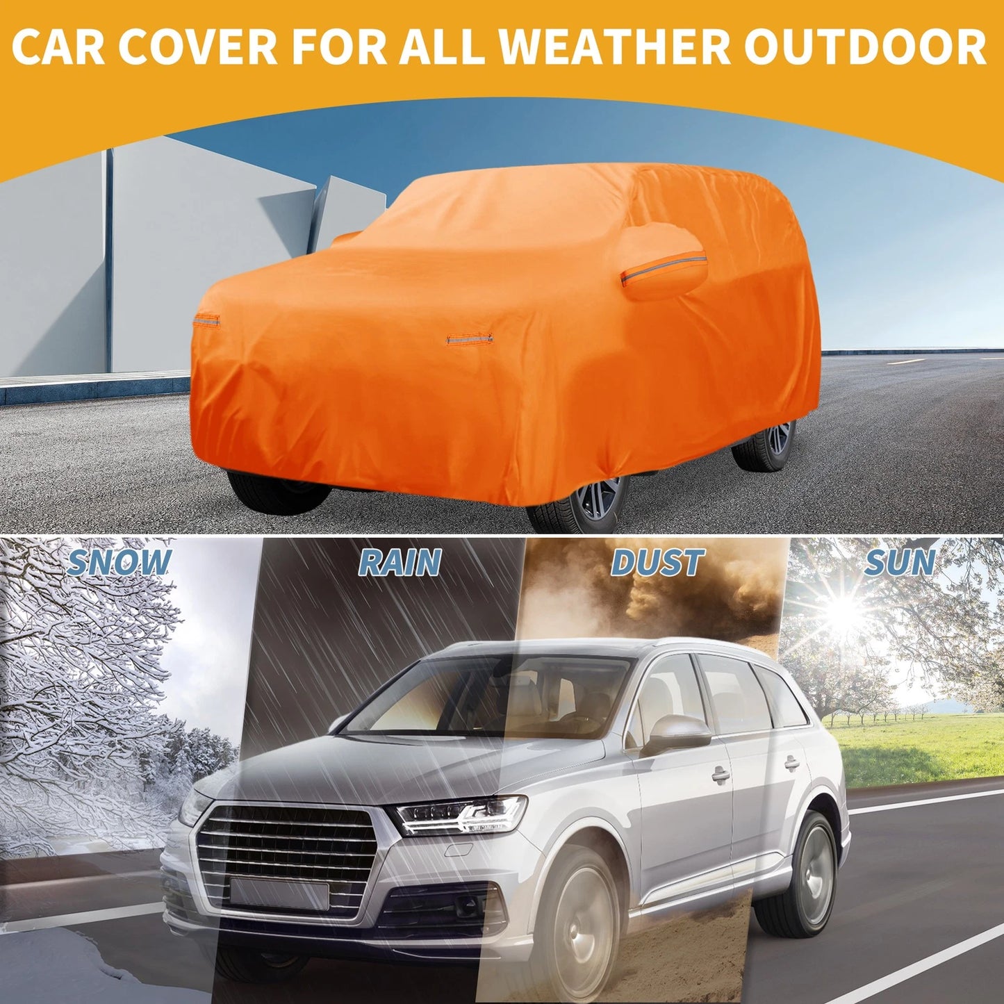 Waterproof All Weather Car Cover for Toyota Sequoia (210D-PU) (2001-2023)