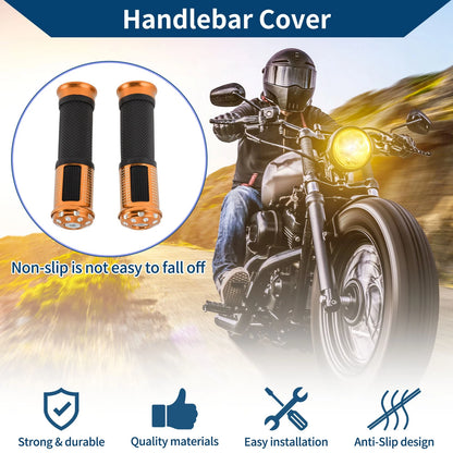23 x 25 mm Hand Grips Cover Aluminum Alloy Rubber Orange 1 Pair for Motorcycle