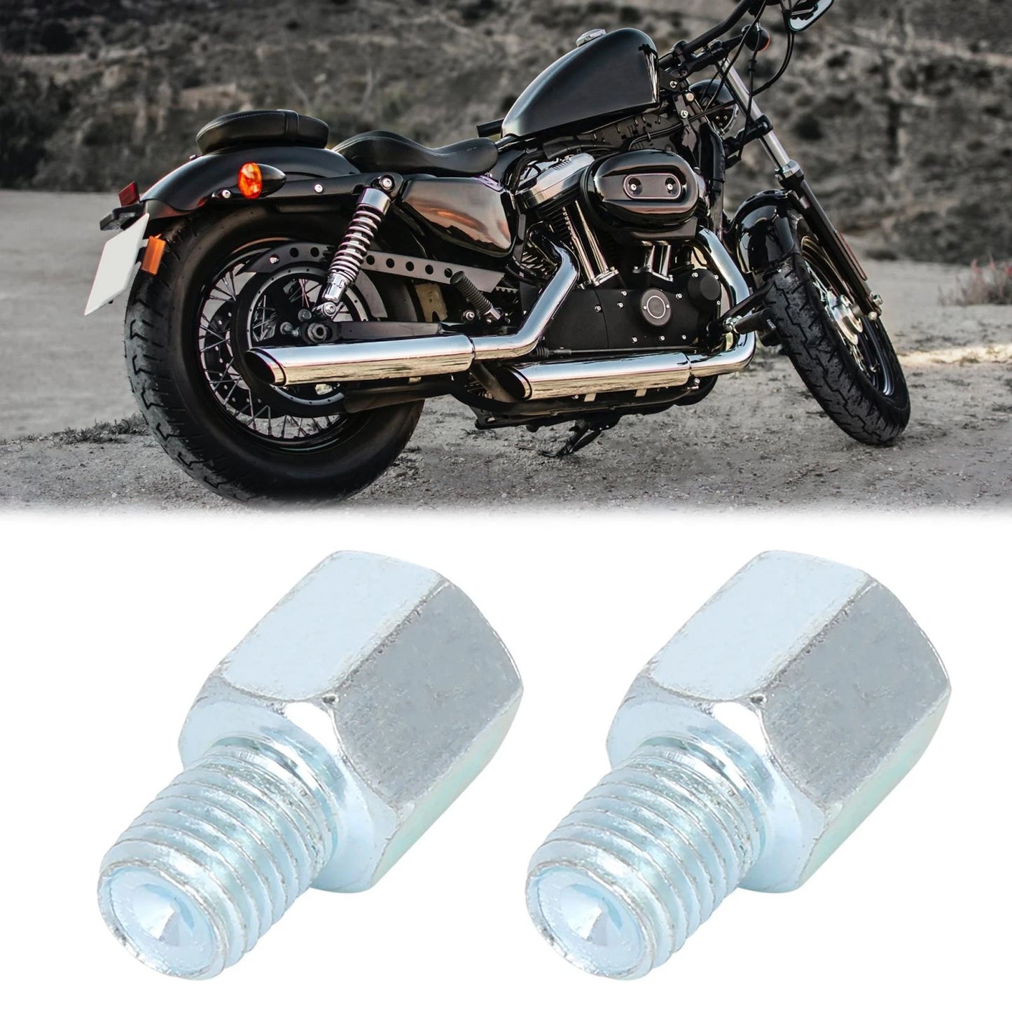 2 x 8mm RH to 10mm RH Rearview Mirrors Adapter Silver Tone for Motorcycle Bike