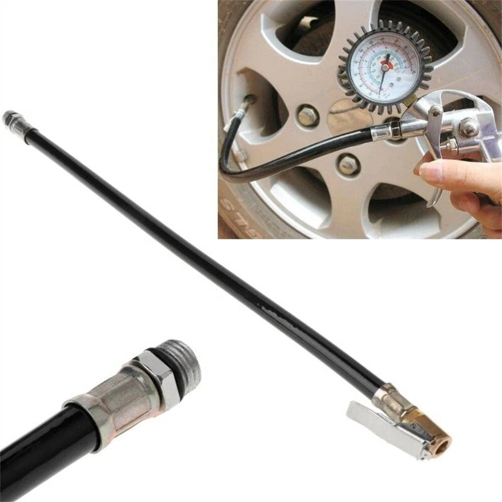 Tyre Inflator-Pressure Car Auto Tire Hose Pump Gauge Hose Connector Flexible