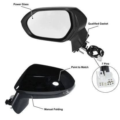 7 Pin Left Exterior Door Mirror Assembly Black for Toyota Corolla (2020–2024)