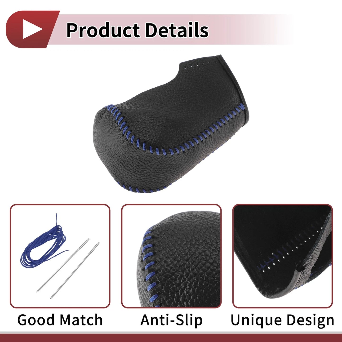 Black Blue Faux Leather Gear Shift Knob Cover for Nissan Murano (2009-2013)