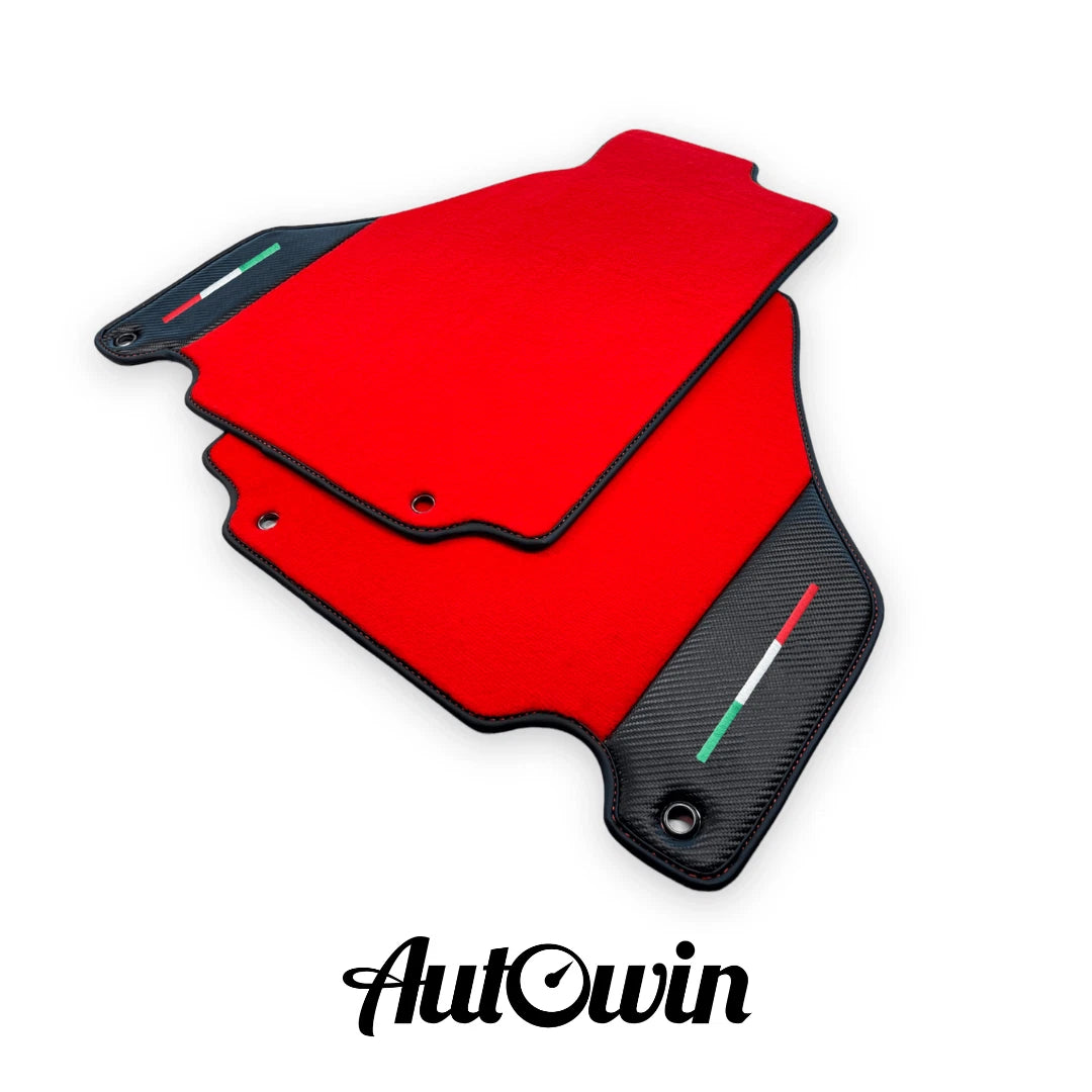 Red Floor Mats for Ferrari 360 Modena 1999-2005 - AutoWin Brand with Carbon Fiber