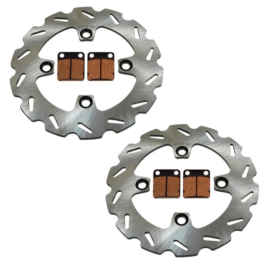 2 x Front Wave Disc Rotors & Pads for Kawasaki Prairie 360 (2003–2013)