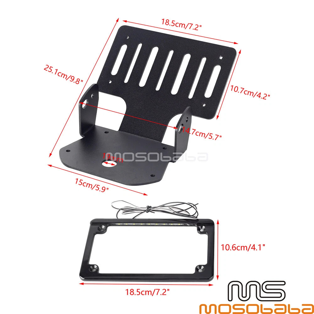 4"x7" License Plate Bracket w/LED Light for Pan America RA1250S RA1250 (21-23)