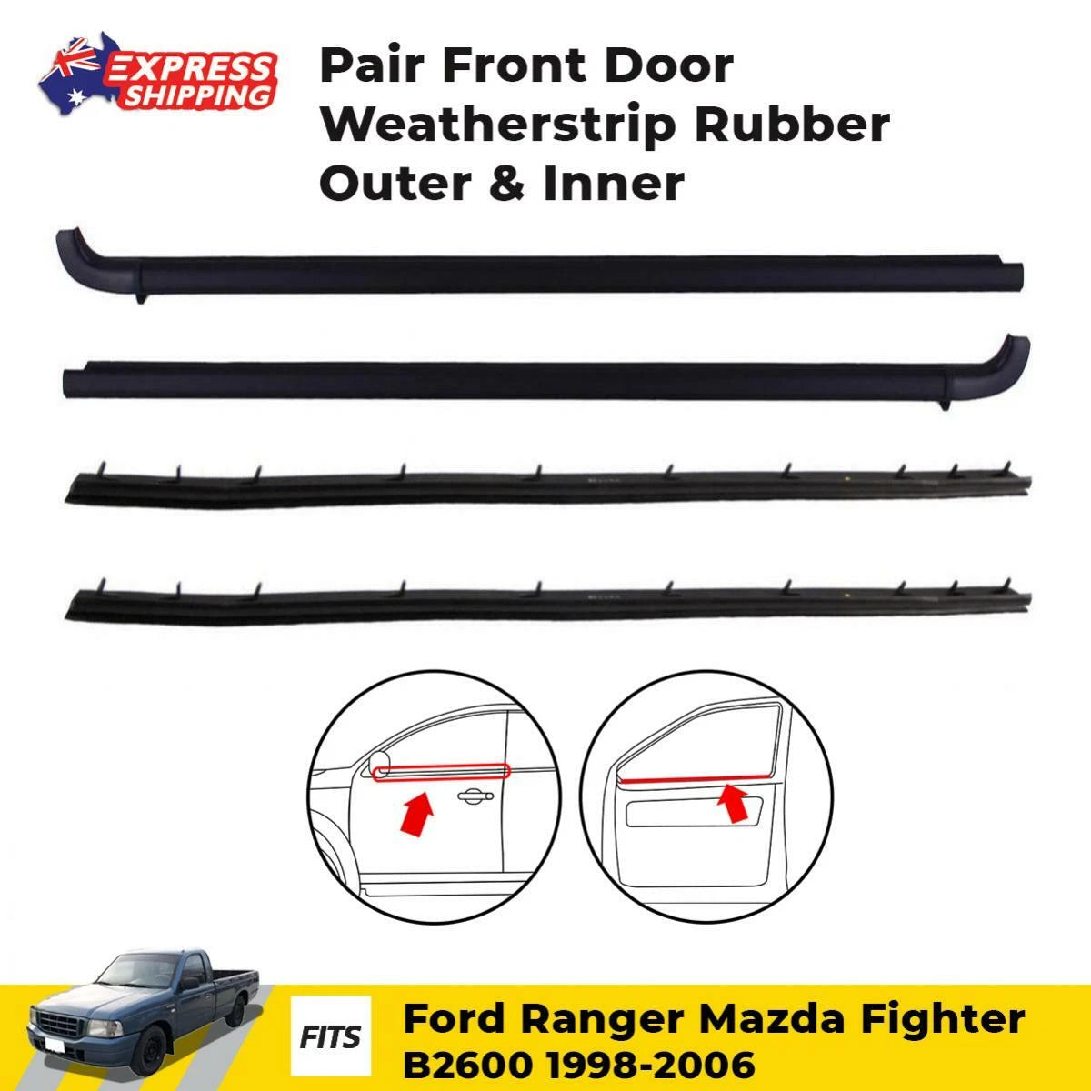 Outer Inner Weatherstrip Door Belt Rubber Fits Mazda Bravo B2600 UTE 1998 - 2006