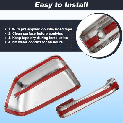 2 x Top Half Mirror Cover Caps & 4 x Door Handle Cover Trims for Ford Super Duty