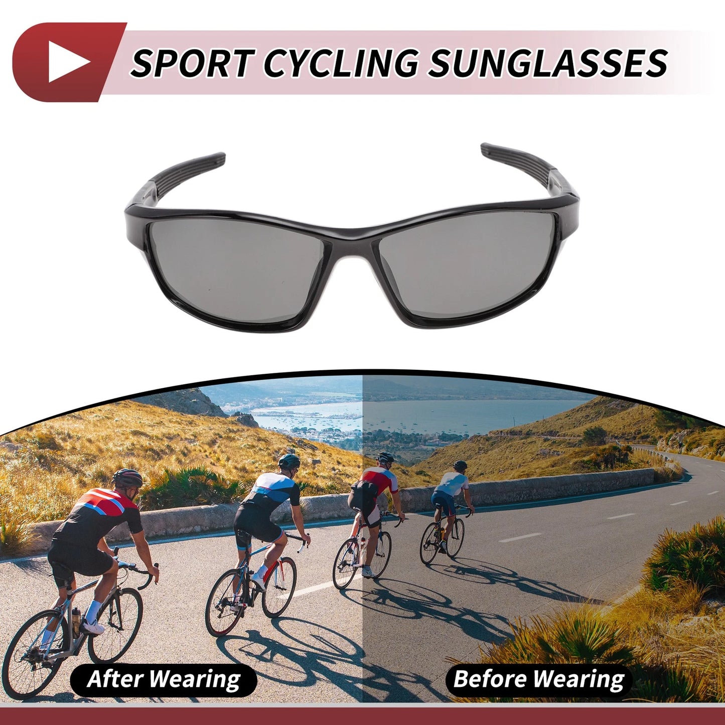 Goggles Motorcycle Riding Grey Lens Black Frame Tri-acetel Cellulose 1 Pcs