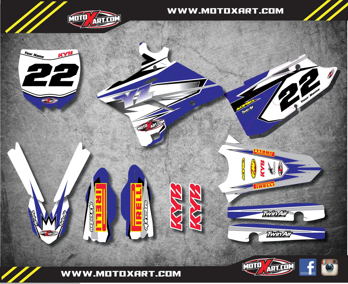 Custom Graphic Kit for Yamaha YZ 250 Decals (2015-2018) SHOCKWAVE Style