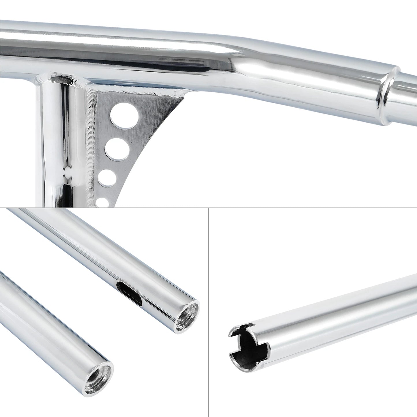 Chrome Rise 1-1/4 T-Bar Handlebar for Harley Road King Softail Deluxe