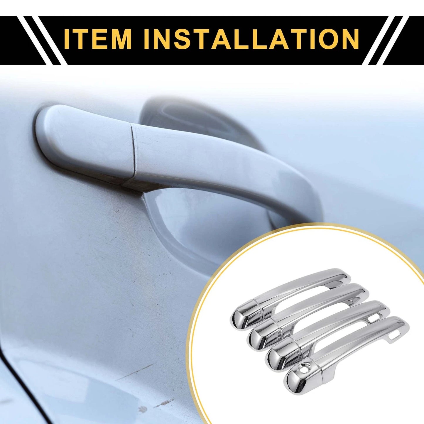 4pcs Exterior Door Handle Cover Chrome Silver for Toyota 4Runner (2010–2019)