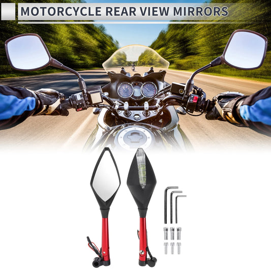 M8/M10 Motorcycle Rear View Mirror Handlebar Mirror Red Aluminum Alloy 1set