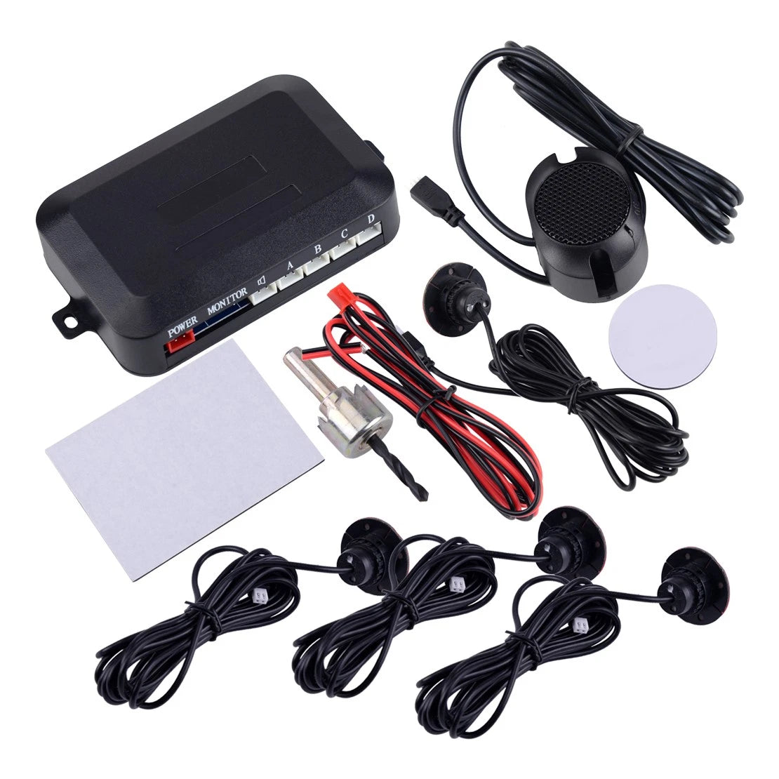 Auto Reverse Rear Parking Aid 4 x Transmitter Adjustable Radar Buzzer Alarm