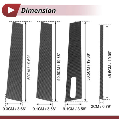 7 x Door Pillar Window Trim for Ford Explorer (2002-2010) Carbon Fiber Black
