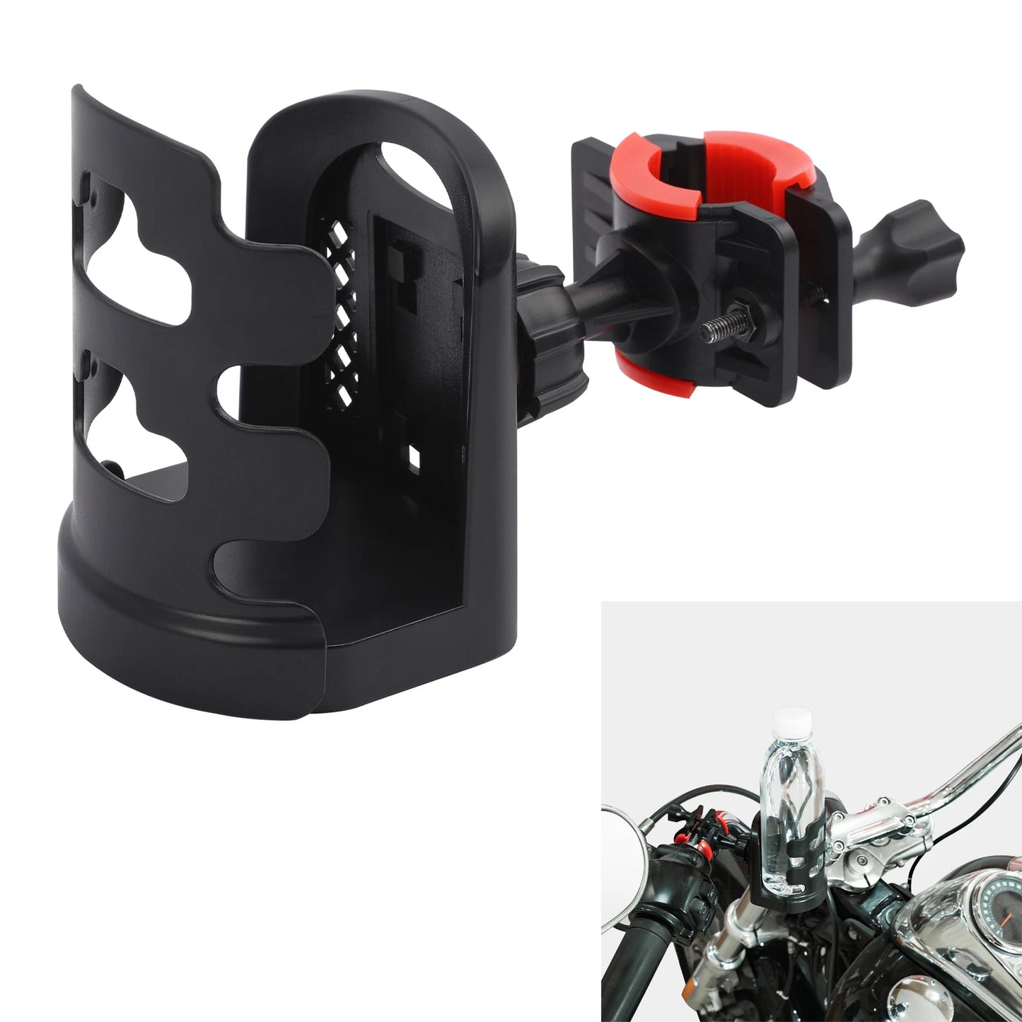 Adjustable Motorcycle Handlebar Drink Cup Holder Mount for ATV Bike Black