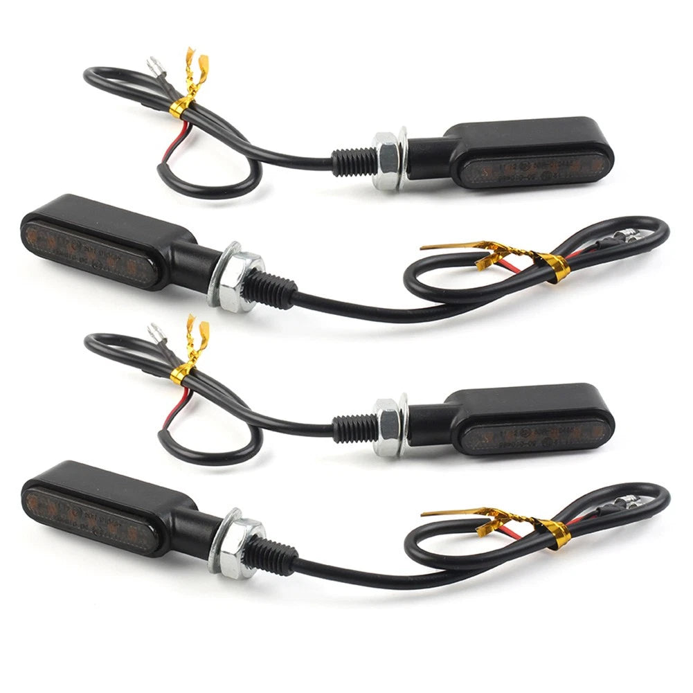 4x LED Mini Amber Turn Signal Lights for Cafe Racer Bobber