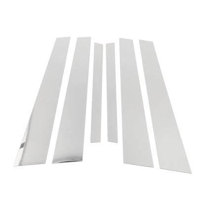 6 Pcs Door Pillar Trim for BMW 5-Series (2010-2014) Chrome Silver