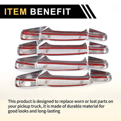 4 x Exterior Door Handle Covers for Chevrolet Avalanche Chrome Silver Tone
