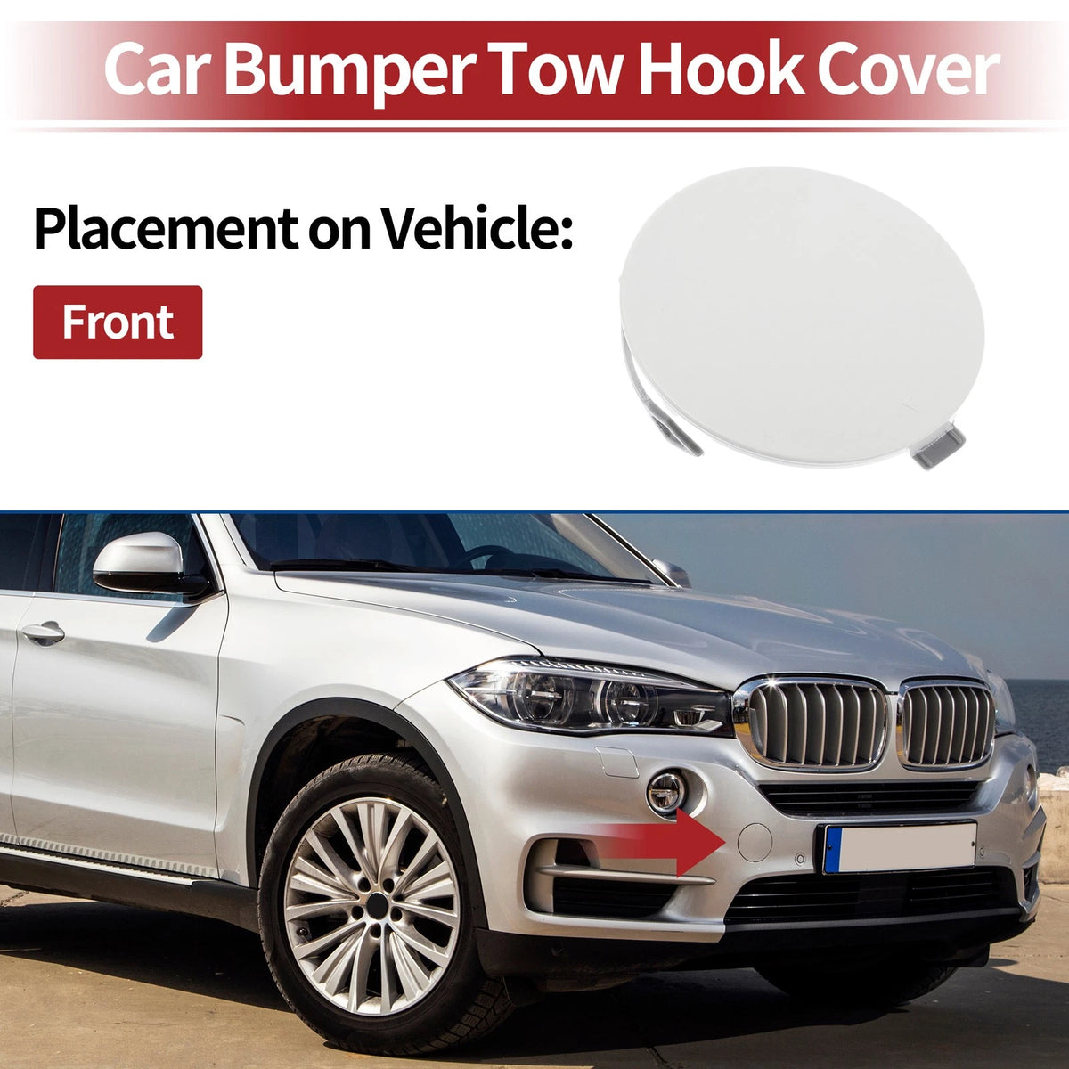 Front Bumper Tow Hook Cover for BMW X5 F15 2014-2018 (2 x Covers) White