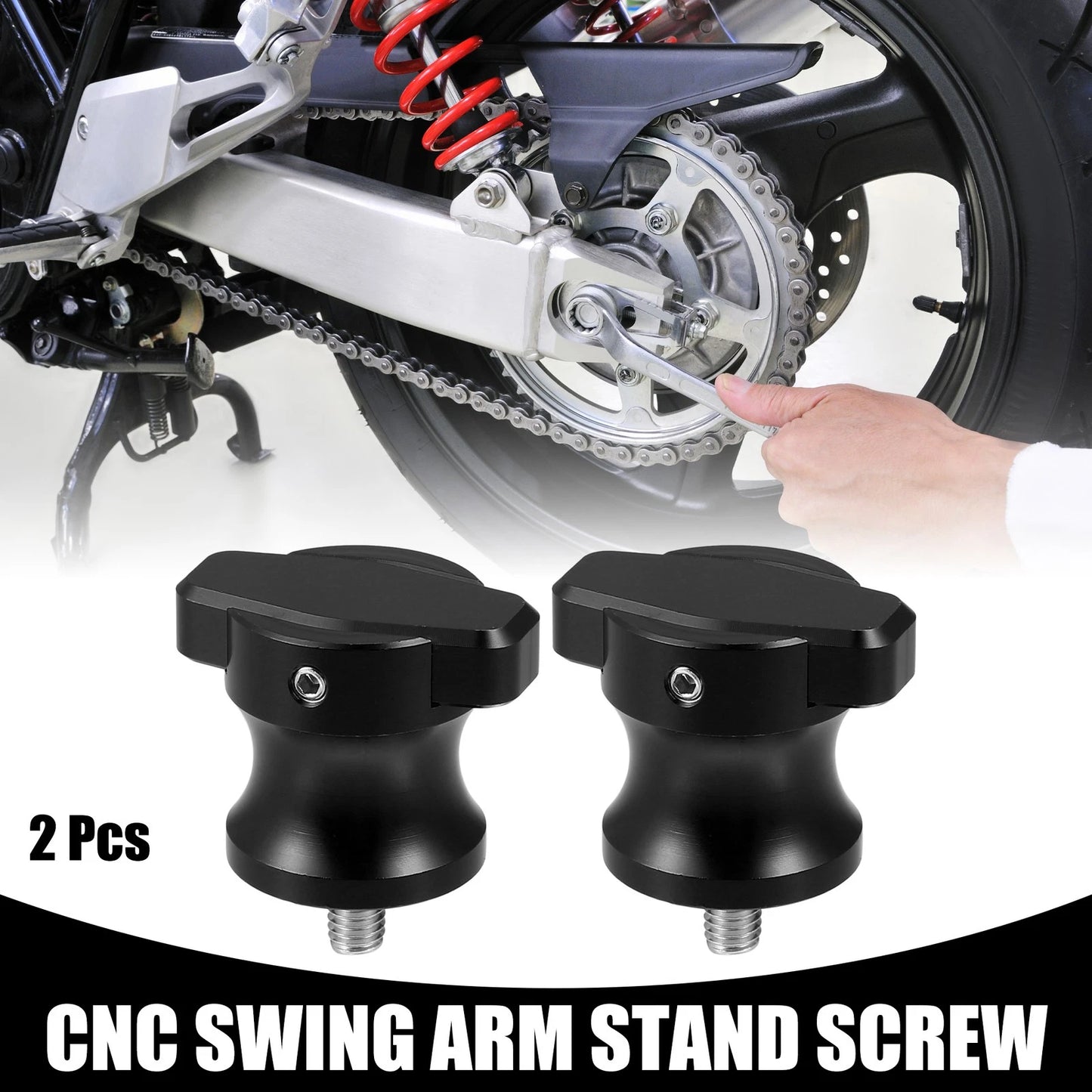 Swing Arm Stand Screw / 2 x 6mm Universal Motorcycle CNC Aluminum Alloy Black